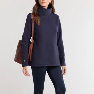 Dudley Stephens Cobble Hill Turtleneck Vello Fleece in Navy